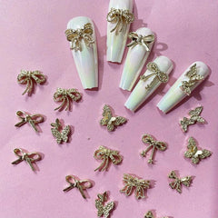 20 pcs Butterfly Nail Art Decals Glitter 3D Metal Charms