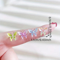 20 Pcs Aurora Butterfly Nail Charms Multicolor Glitter Nail Gems