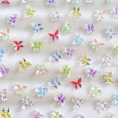 20 Pcs Aurora Butterfly Nail Charms Multicolor Glitter Nail Gems