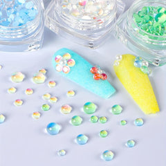 Iridescent Mermaid Nail Pearls Bubble Beads 3D Nail Charms