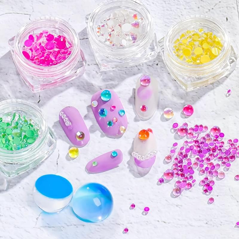 Iridescent Mermaid Nail Pearls Bubble Beads 3D Nail Charms