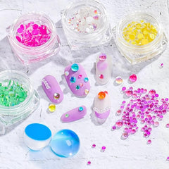 Iridescent Mermaid Nail Pearls Bubble Beads 3D Nail Charms