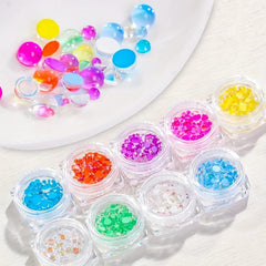 Iridescent Mermaid Nail Pearls Bubble Beads 3D Nail Charms