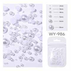3D Nail Art Half Round Pearls ABS Rhinestones Beads