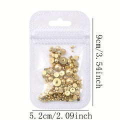 3D Nail Art Half Round Pearls ABS Rhinestones Beads