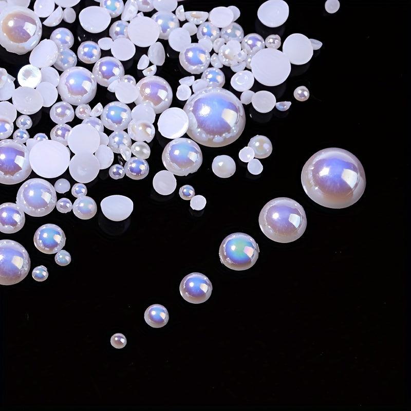 3D Nail Art Half Round Pearls ABS Rhinestones Beads