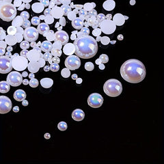 3D Nail Art Half Round Pearls ABS Rhinestones Beads
