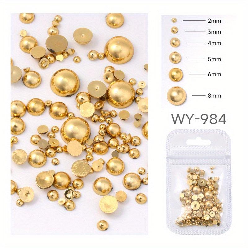 3D Nail Art Half Round Pearls ABS Rhinestones Beads