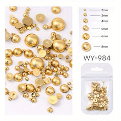 3D Nail Art Half Round Pearls ABS Rhinestones Beads