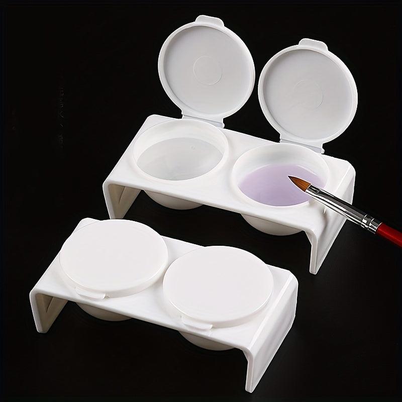 2Pcs Acrylic Liquid Dappen Dish Twin Cup Nail Art Pigment Holder