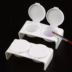 2Pcs Acrylic Liquid Dappen Dish Twin Cup Nail Art Pigment Holder