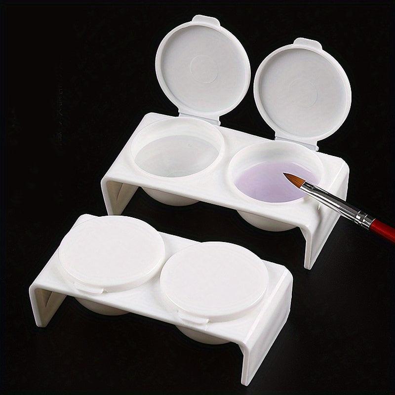2Pcs Acrylic Liquid Dappen Dish Twin Cup Nail Art Pigment Holder