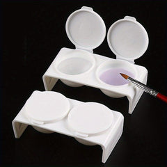 2Pcs Acrylic Liquid Dappen Dish Twin Cup Nail Art Pigment Holder