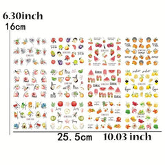 12pcs Fruit Nail Art Stickers Lemon Decals Strawberry Watermelon Water Transfer
