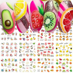 12pcs Fruit Nail Art Stickers Lemon Decals Strawberry Watermelon Water Transfer