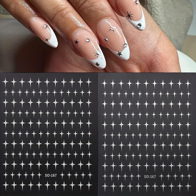 2pcs Glitter Star Nail Art Stickers for Glamorous Manicures