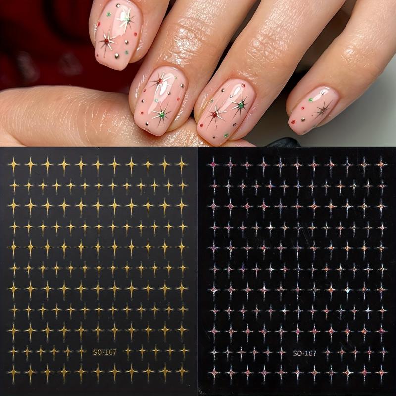 2pcs Glitter Star Nail Art Stickers for Glamorous Manicures
