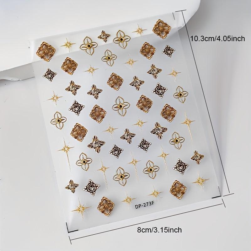 Holographic Bronzing Flower Stickers for Nail Art