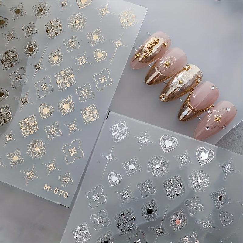 Holographic Bronzing Flower Stickers for Nail Art