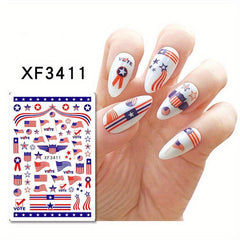 US Flag Nail Stickers Labor Day DIY Manicure Slider Decals