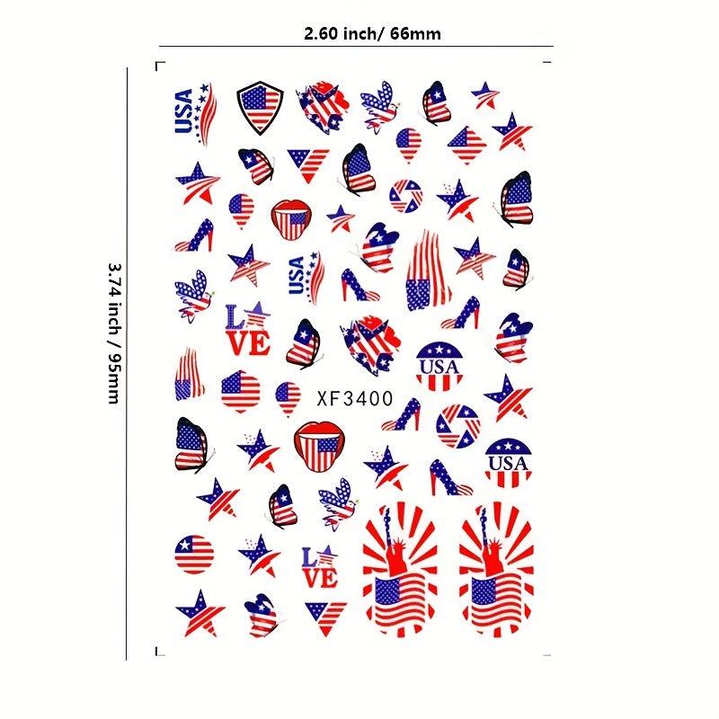 US Flag Nail Stickers Labor Day DIY Manicure Slider Decals