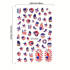 US Flag Nail Stickers Labor Day DIY Manicure Slider Decals