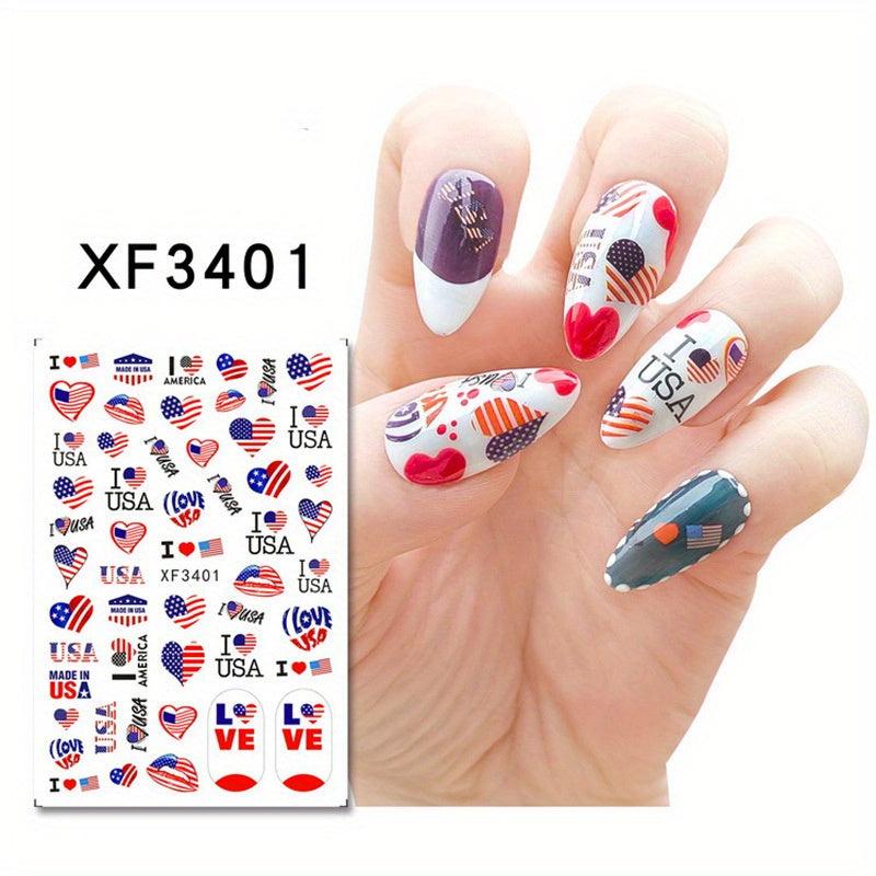 US Flag Nail Stickers Labor Day DIY Manicure Slider Decals