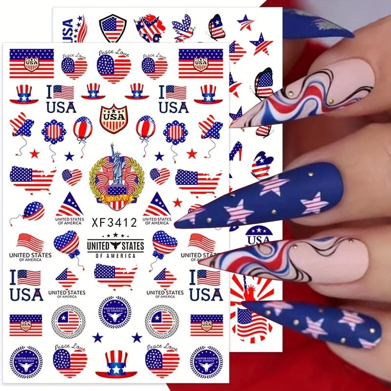 US Flag Nail Stickers Labor Day DIY Manicure Slider Decals