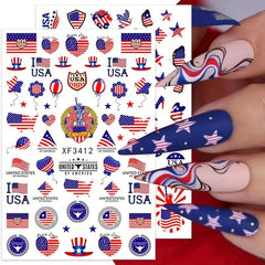 US Flag Nail Stickers Labor Day DIY Manicure Slider Decals