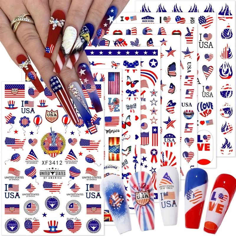 US Flag Nail Stickers Labor Day DIY Manicure Slider Decals