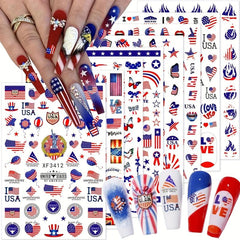 US Flag Nail Stickers Labor Day DIY Manicure Slider Decals