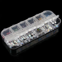 Double Nail Art Jewelry Storage Box with Rhinestone Storage Case