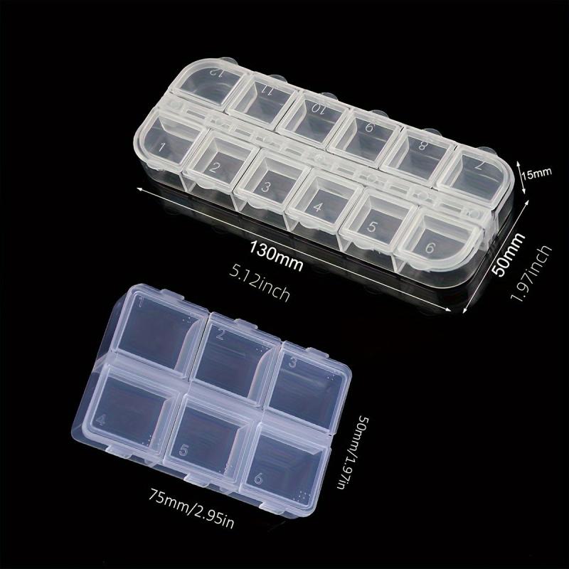 Double Nail Art Jewelry Storage Box with Rhinestone Storage Case
