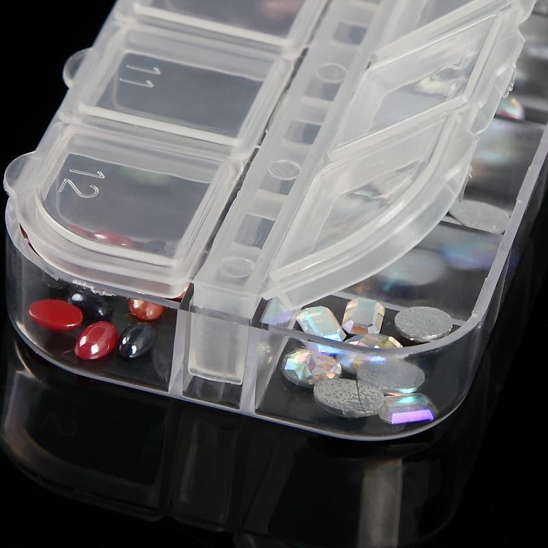 Double Nail Art Jewelry Storage Box with Rhinestone Storage Case