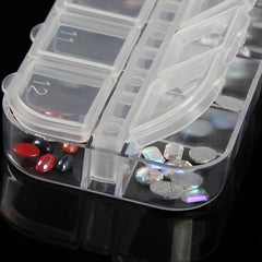 Double Nail Art Jewelry Storage Box with Rhinestone Storage Case
