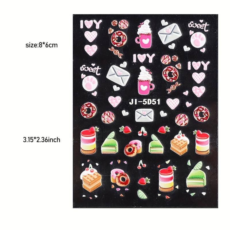 5D Embossed Ice Cream Nail Art Sticker Decal for Women