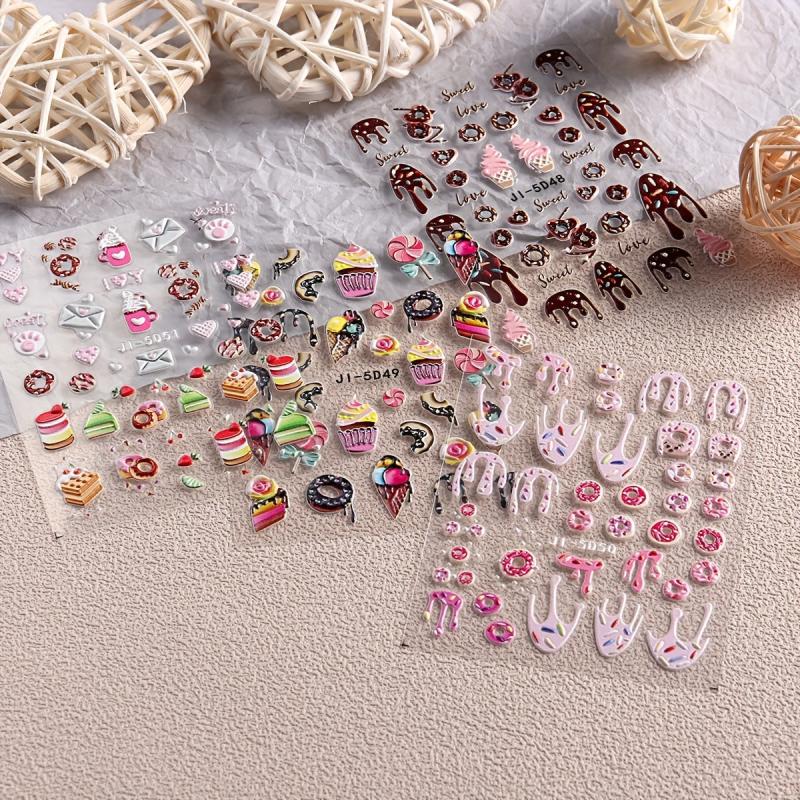 5D Embossed Ice Cream Nail Art Sticker Decal for Women