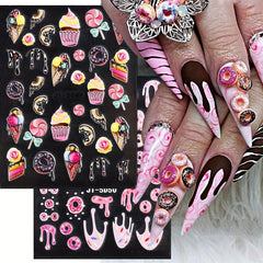 5D Embossed Ice Cream Nail Art Sticker Decal for Women