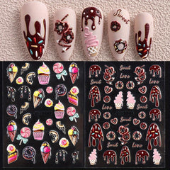 5D Embossed Ice Cream Nail Art Sticker Decal for Women