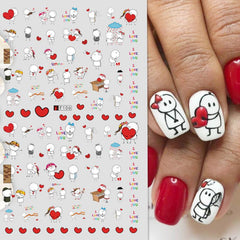 Heart Pattern Nail Art Stickers Easy to Apply Adhesive Nail Decals for Women
