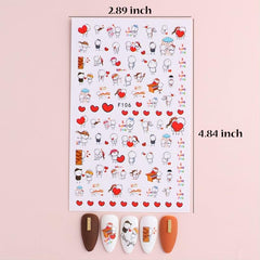 Heart Pattern Nail Art Stickers Easy to Apply Adhesive Nail Decals for Women