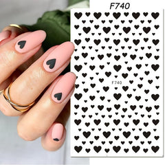 Heart Pattern Nail Art Stickers Easy to Apply Adhesive Nail Decals for Women