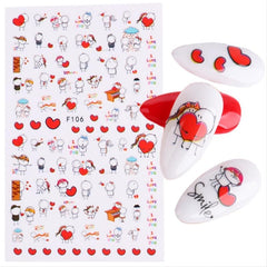 Heart Pattern Nail Art Stickers Easy to Apply Adhesive Nail Decals for Women