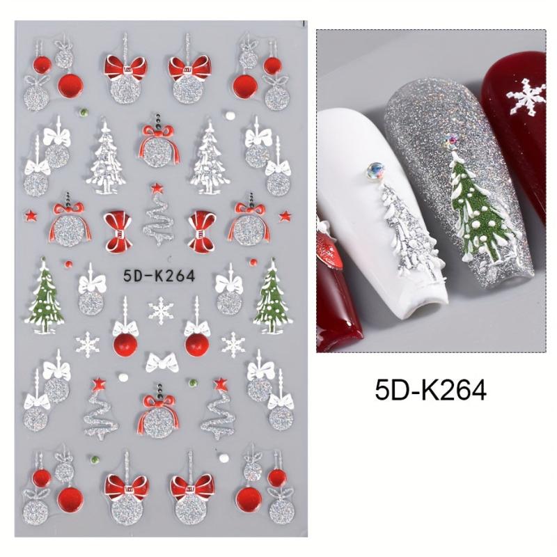 5D Embossed Christmas Nail Art Stickers - Santa Claus Snowflake Elk Snowman