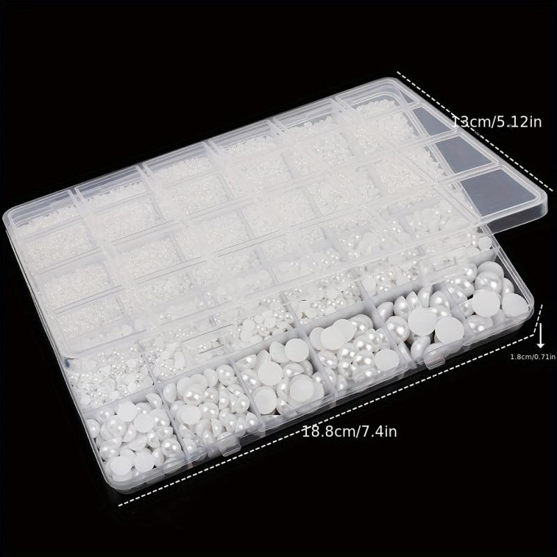 24 Grids Flatback Nail Pearls For Nail Art Decoration