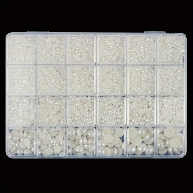 24 Grids Flatback Nail Pearls For Nail Art Decoration