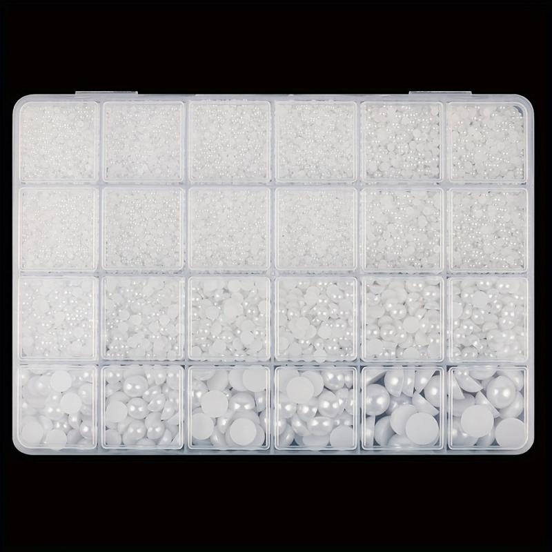 24 Grids Flatback Nail Pearls For Nail Art Decoration