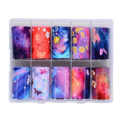 Flower Nail Foil Stickers Starry Sky Decals
