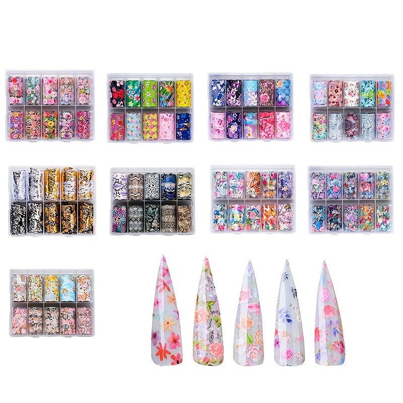 Flower Nail Foil Stickers Starry Sky Decals