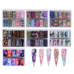 Flower Nail Foil Stickers Starry Sky Decals